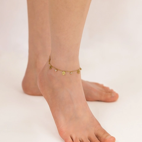Stainless Steel Tree Of Life Anklet For Women Gold Color Zirconia Pendant Adjustable Foot Chain Fashion Jewelry Gift