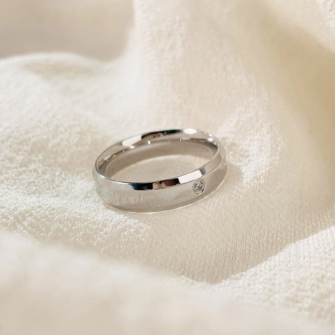 Minimalistisch Edelstahl Paar Ringe Für Damen Herren Poliert Zirkonia Eingelegt Hochzeit Verlobung Band Schmuck Fingerring