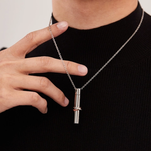 Stainless Steel Cremation Urn Necklace For Ashes Together Forever Cylinder Pendant Rhinestone Wing Charm Memorial Jewelry