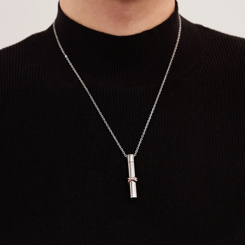 Stainless Steel Cremation Urn Necklace For Ashes Together Forever Cylinder Pendant Rhinestone Wing Charm Memorial Jewelry