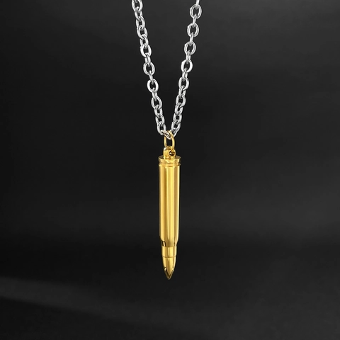 Halskette Mit Patronenanhänger Aus Edelstahl Für Herren Hip Hop Punk Streetwear Schmuck Gold Schwarz Silber Kugel Kette Geschenk