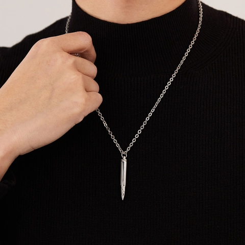 Halskette Mit Patronenanhänger Aus Edelstahl Für Herren Hip Hop Punk Streetwear Schmuck Gold Schwarz Silber Kugel Kette Geschenk