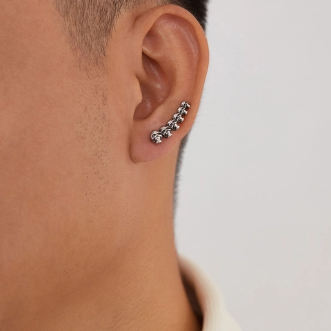 Vintage Stainless Steel Skull Ear Crawler Earrings For Men Women Gothic Punk Hip Hop Distressed Skull Earring Jewelry