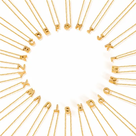 Elegante 18K Vergoldete Edelstahl Halskette Mit Buchstaben Anhänger Und Glänzendem Zirkonia Alphabet Schmuck Für Damen