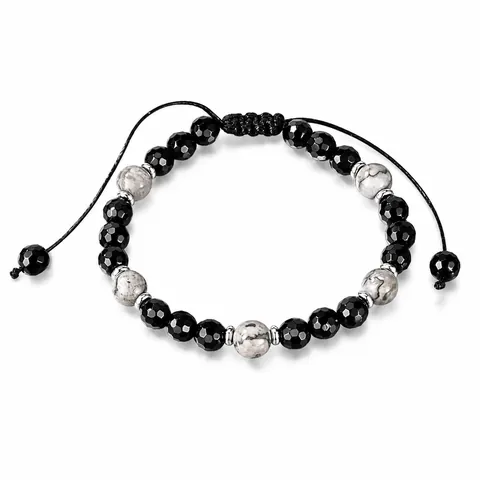 Bracciale in Acciaio Inossidabile con Agata Nera e Pietra Paesaggio per Uomo e Donna Corda Intrecciata Regolabile Gioiello Unisex