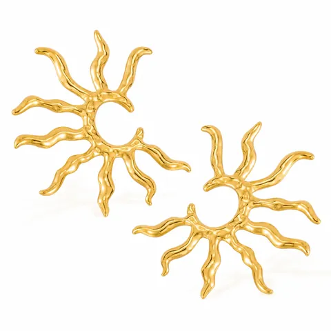 Vintage Edelstahl Sonnenblume Ohrstecker Für Damen Geometrische Sonnenstrahl Gold Silber Plattiert Mode Schmuck Zubehör