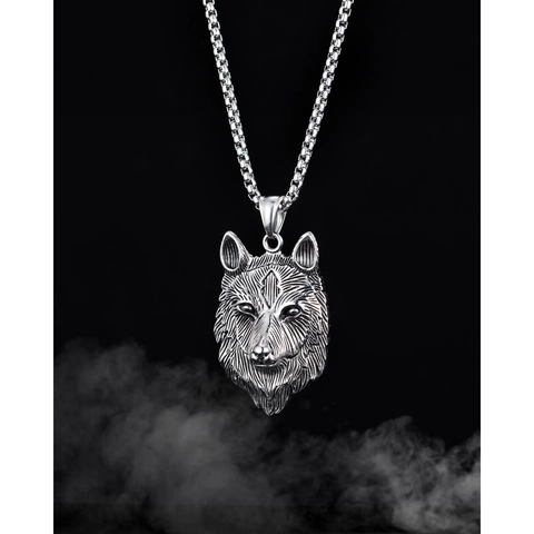 Heren Vintage Roestvrij Stalen Wolfskop Hanger Halsketting Gothiek Dier Punk Gesneden Charm Ketting Voor Mannen Sieraden