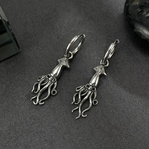 Orecchini a Cerchio Pendenti Tentacolo Polpo in Acciaio Inossidabile per Donna Tema Vita Marina Stile Gothic Punk Gioielli Strass