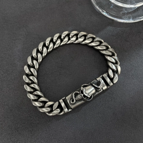 Herren Vintage Gotik Totenkopf Schlange Edelstahl Armband Punk Panzerkette Schwerer Industrie Biker Schmuck Für Männer Jungen
