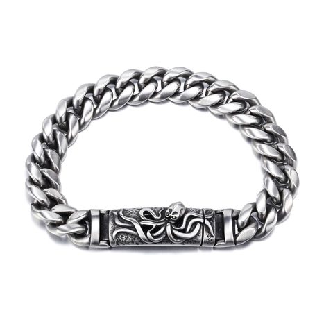 Punk Octopus Schedel Roestvrij Staal Cubaanse Schakel Armband Voor Heren Dames Gothisch Biker Aromatherapie Sieraden Cadeau