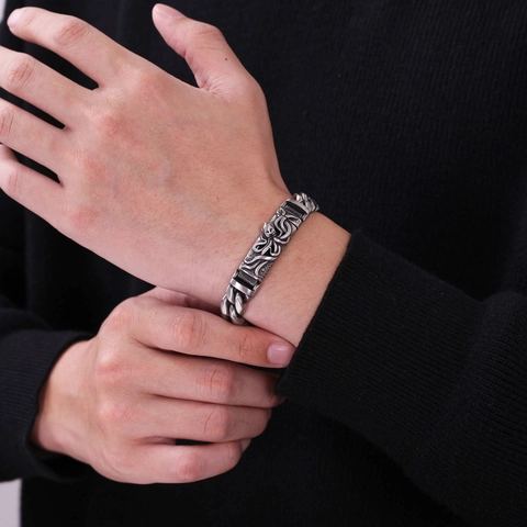 Punk Octopus Schedel Roestvrij Staal Cubaanse Schakel Armband Voor Heren Dames Gothisch Biker Aromatherapie Sieraden Cadeau