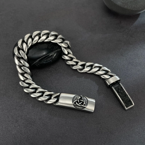 Pulsera de Eslabones Cubanos de Acero Inoxidable para Hombre Diseño de Nudo Celta Difusor de Aromaterapia Joyería Street Style