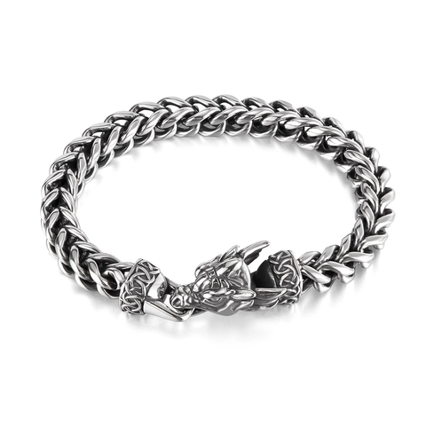 Vintage Edelstahl Drachenkopf Armband Für Herren Damen Retro Geflochtene Kette Punk Rock Armreif Unisex Schmuck Geschenk