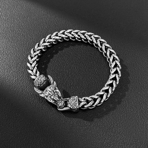 Vintage Edelstahl Drachenkopf Armband Für Herren Damen Retro Geflochtene Kette Punk Rock Armreif Unisex Schmuck Geschenk