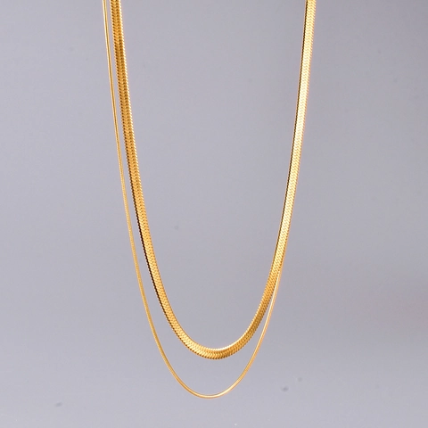 Gelaagde Slangenketting Halsketting 316L Roestvrij Staal 18K Verguld Waterdicht Retro Minimalistische Sleutelbeen Sieraden Vrouwen