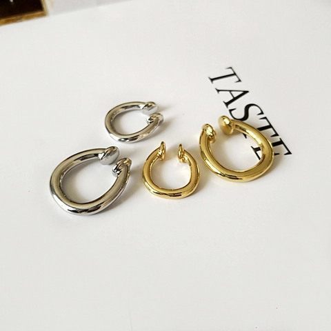 Minimalistische Kupfer Geometrische Ohrmanschetten Für Damen Poliert Gold Silber Offene Ohrringe Stapelbare Clip Schmuck Ring