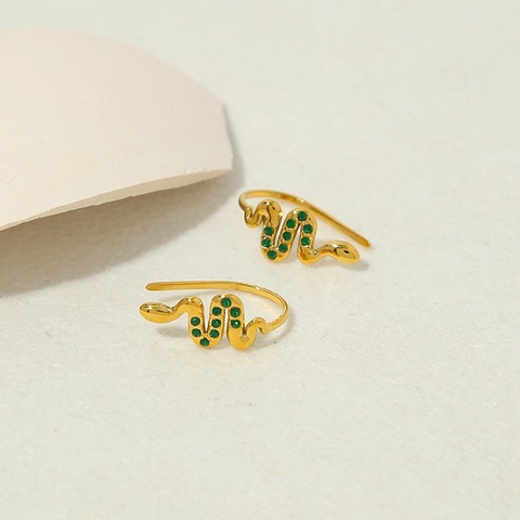 Vintage Roestvrij Staal Slang Oorknopjes Voor Vrouwen 18K Verguld Zirkonia Dier Klimmer Gepersonaliseerde Mode Sieraden