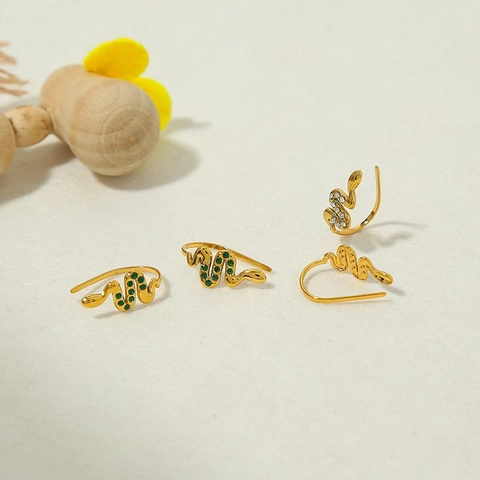 Vintage Roestvrij Staal Slang Oorknopjes Voor Vrouwen 18K Verguld Zirkonia Dier Klimmer Gepersonaliseerde Mode Sieraden
