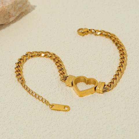 Elegante Roestvrij Stalen Vergulde Armband Voor Vrouwen Mode Hart Geometrische Schakelketting Minimalistische Sieraden Cadeau