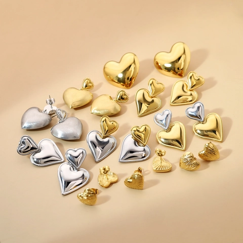 Roestvrij Stalen Hart Oorknopjes Voor Dames 18K Verguld Waterdicht Minimalistisch Geometrische Oorbellen Sieraden