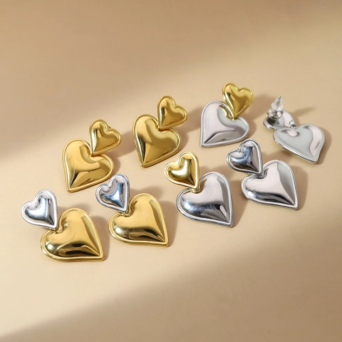 Roestvrij Stalen Hart Oorknopjes Voor Dames 18K Verguld Waterdicht Minimalistisch Geometrische Oorbellen Sieraden