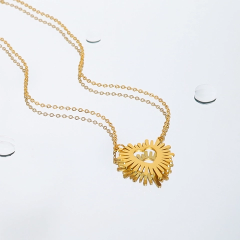 Roestvrij Stalen Hart Stralende Hanger Halsketting Goud Zilver Verguld Geometrische Verfijnde Sleutelbeenketting Sieraden Vrouwen