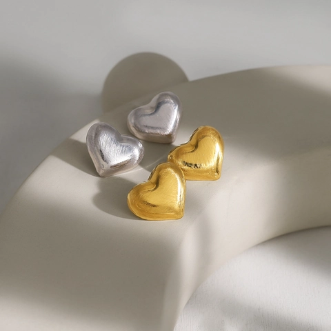 Ins Mode Roestvrij Staal Hart Oorknopjes Voor Vrouwen Geborsteld Metaal Hart Oorbellen Goud Zilver Dagelijks Sieraden