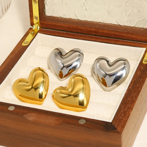 Minimalistische Roestvrij Stalen Hart Oorknopjes Voor Vrouwen Spiegelglans 18K Verguld Geometrische Mode Sieraden