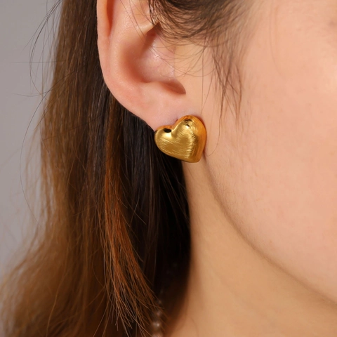 Ins Mode Roestvrij Staal Hart Oorknopjes Voor Vrouwen Geborsteld Metaal Hart Oorbellen Goud Zilver Dagelijks Sieraden