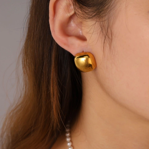 Geborsteld Roestvrij Staal Kubus Oorknopjes Voor Vrouwen 18K Goud Zilver Verguld Minimalistisch Geometrisch Vierkant Sieraden