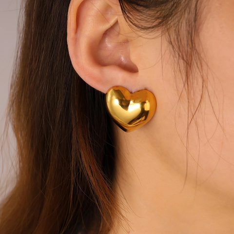 Minimalistische Roestvrij Stalen Hart Oorknopjes Voor Vrouwen Spiegelglans 18K Verguld Geometrische Mode Sieraden