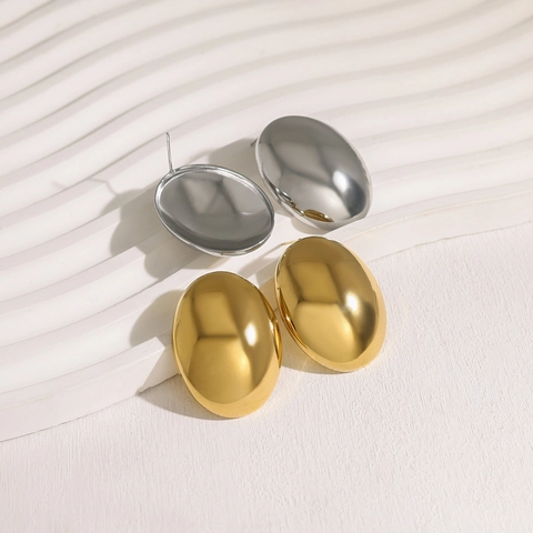 Minimalistische Roestvrijstalen Ovale Oorknopjes Voor Dames Trendy Spiegelafwerking Geometrische Eivormige Sieraden Voor Dagelijks Feest