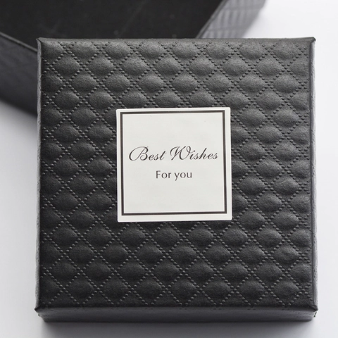 Elegante Schwarze Rautenstruktur Schmuck Geschenkschachtel Mit Best Wishes Etikett Für Halskette Ohrring Und 3D Display Schaukasten