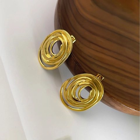 Moderne 316L Edelstahl Spirale Mehrlagige Ohrstecker 18K Gold PVD Beschichtet Geometrischer Ohrschmuck Für Damen