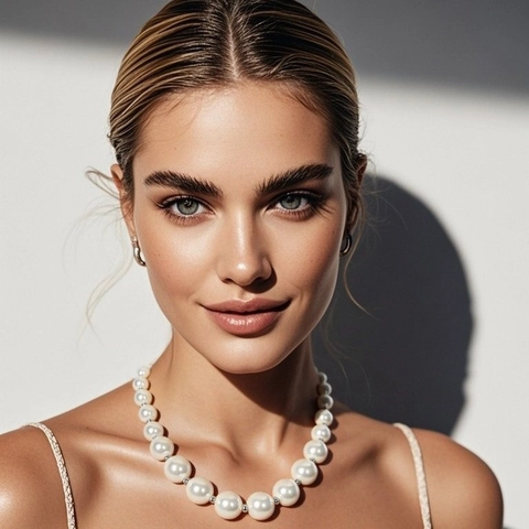 Vintage Royal Style Chunky Artificial Pearl Necklace For Women Oversized Bead Choker Fashion Jewelry Statement Necklace