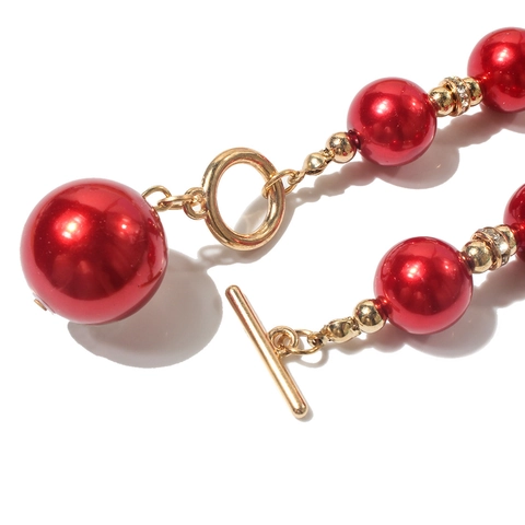 Elegante Set di Gioielli con Collana e Orecchini di Perle Artificiali Lega Strass Chiusura a T Collana per Matrimonio