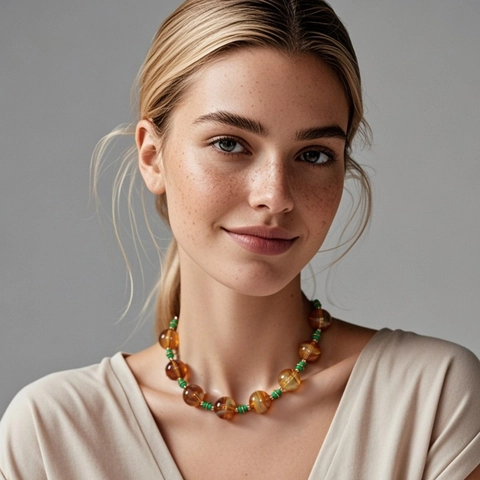 Boheems Grote Plastic Kralenketting Voor Vrouwen Vintage Marmerpatroon Ronde Kralen Choker Party Sieraden Cadeau