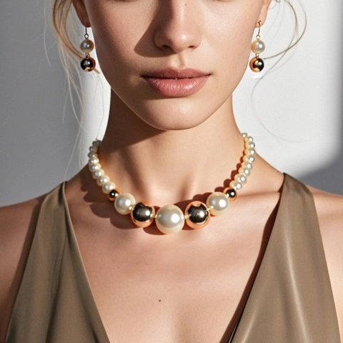 Elegante Set Di Collana E Orecchini In Perla Artificiale Collana Di Perle Graduata Gioielli In Lega Vintage Da Donna