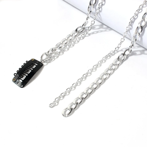 Versilberte Aluminium Quaste Haarverlängerungskette Mehrlagige Metallglieder Haarklammer Zubehör Punk Stil Lange Fransen Haarschmuck Für Damen