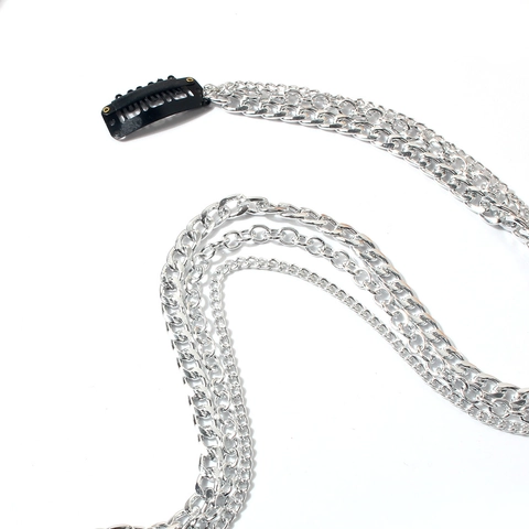 Punk Multi Layer Aluminum Tassel Hair Chain With Black Clip Long Silver Metal Fringe Headpiece For Streetwear Women Styling