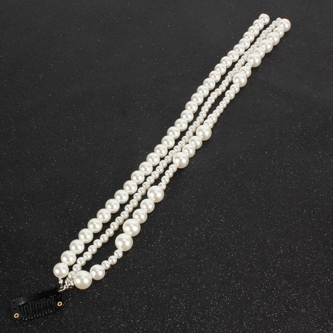 Elegante Cadena para el Cabello con Borla de Perlas Artificiales de Imitación Blancas Extensiones de Cabello para Mujer Boda Fiesta