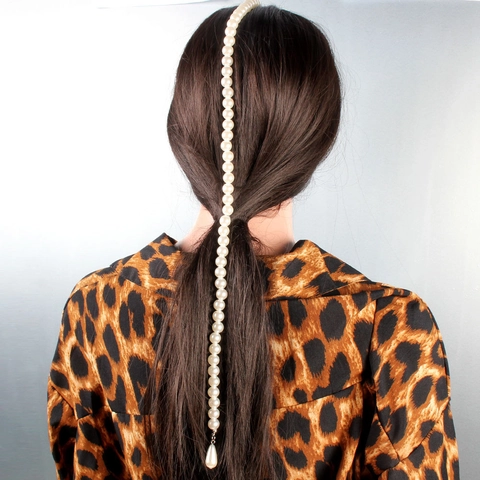 Clip de Pelo con Borla de Perla Artificial de Imitación Cadena de Extensión Estilo Dulce y Genial Aleación Lacado BB Clip Accesorio Pelo