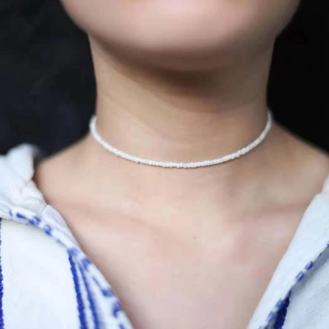 Bohemian Colorful Seed Bead Choker Necklace For Women Minimalist Artificial Pearl Beads Necklace Summer Beach Jewelry