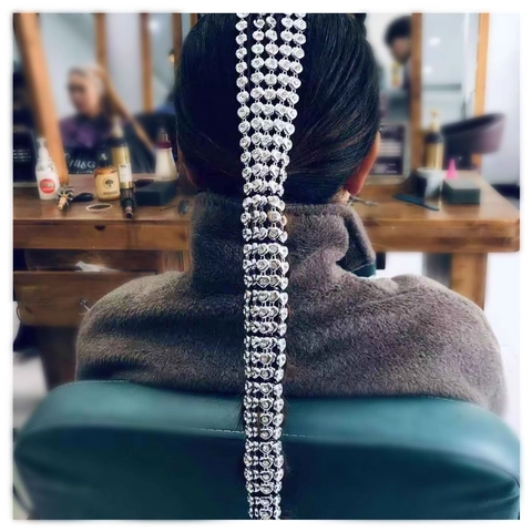 Moda Catena per Capelli con Nappa e Strass a Cuore Forcina Manuale in Alluminio per Donna Matrimonio Festa Argento Accessori