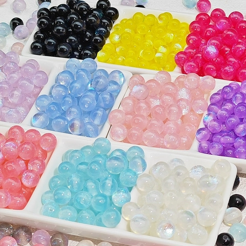 Starry Galaxy Resin Beads Mermaid Glitter Round Spacer Beads For DIY Jewelry Making Bracelets Necklaces Handmade Accessories