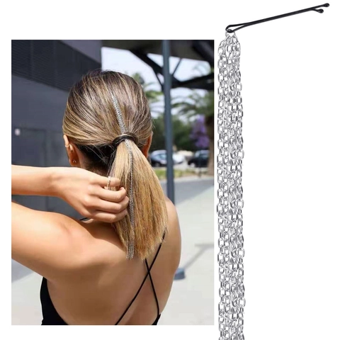 Lunga Catena per Capelli con Nappine in Lega con Forcina Argento Gioielli per Capelli a Più Strati per Donna Festa Quotidiano