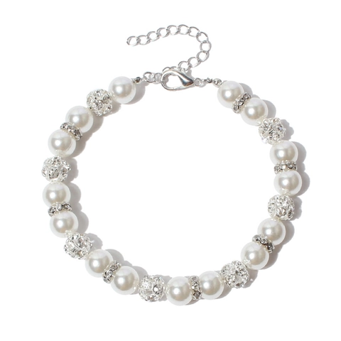 Elegante Huisdier Kunstparel Ketting Met Strass Pave Bal Verstelbare Hondenhalsband Voor Katten Honden Stijlvolle Huisdier Sieraden Accessoire