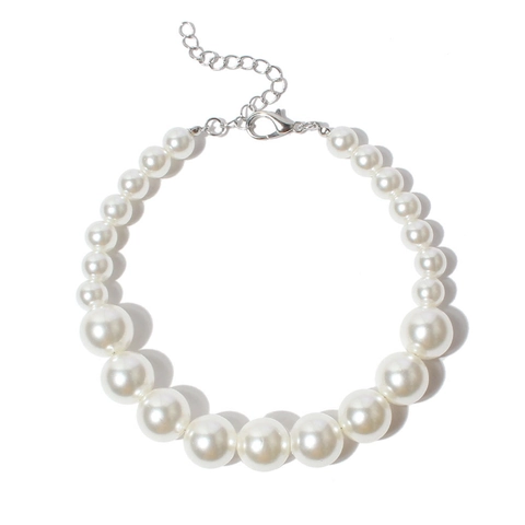 Collar De Perlas Artificiales Para Mascotas Ajustable Joyería Collar Para Perros Pequeños Y Medianos Accesorio Blanco