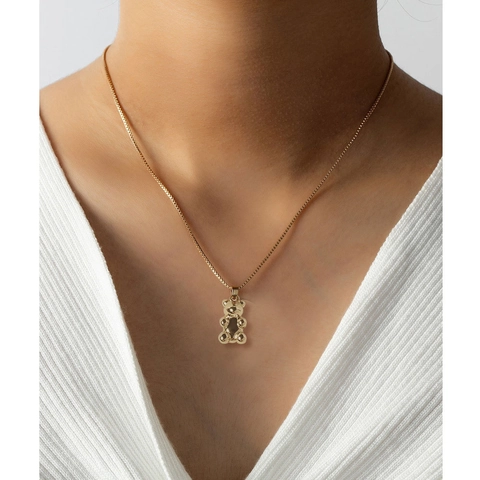 Sweet Colorful Resin Gummy Bear Pendant Necklace For Women Alloy Box Chain Cute Animal Fashion Jewelry Necklaces Gift