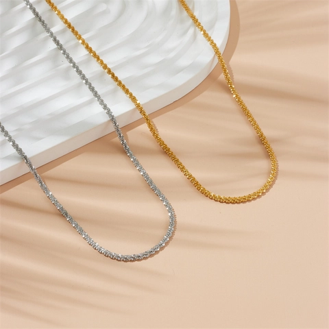 Minimalistische Roestvrijstalen Ketting Voor Dames Goud Zilver Verguld Verfijnde Glinsterende Choker Mode Sieraden Dagelijkse Accessoires